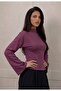 Women's High Neck Corset Detailed Wide Sleeve Blouse - 3