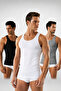 Men's Athlete Ribbed Undershirt 3-Pack Black White Gray Cotton Flexible Comfortable - 2