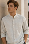 Men's Slim Fit Long-Sleeve Shirt - Beige - 4
