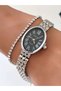 Steel Strap Oval Case 2 Year Warranty 3 Atm Waterproof Women's Wristwatch + Bracelet Gift