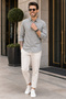 Men's Regular Fit Textured Short-Sleeve Shirt - Grey