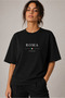 Unisex Black Oversize T-Shirt Short Sleeve Summer Combed Cotton Summer T-Shirt Minimal Rome Italy Printed Black Oversize T-Shirt - 2