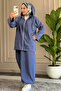 6649 - Stylish, Comfortable, Loose-Fitting Peach Soft Fabric Women's Set with Elastic Detail on the Legs - 2