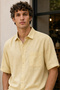 Men's Regular Fit Solid Short-Sleeve Shirt - Cream - 2