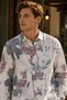 Men's Oversized Printed Long-Sleeve Shirt - White - 2
