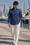 Men's Regular Fit Striped Long-Sleeve Shirt - Navy