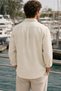 Men's Regular Fit Textured Long-Sleeve Shirt - Beige - 3