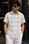 Men's Regular Fit Checked Short-Sleeve Shirt - White - 2