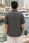 Men's Relaxed Fit Textured Short-Sleeve Knit Shirt - Grey - 3