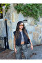 Black Trench Crop Vest - 2