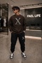 Unisex Comfortable Fit Zero Collar and Sweatpants X Printed Set