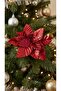 3 Pcs Poinsettia - 20X30 cm Red Christmas Star and Christmas Tree Ornament - 2