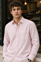 Men's Regular Fit Solid Long-Sleeve Shirt - Pink - 2