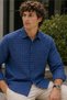 Men's Slim Fit Checked Cotton Long-Sleeve Shirt - Blue - 4