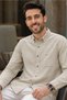 Men's Slim Fit Solid Long-Sleeve Shirt - Beige - 4