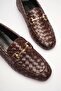 Women's Aci Brown Knitted Patterned Buckle Casual Comfortable Loafer Shoes Tr23Ms09C - 3