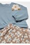 Girl's Sky Blue Long Sleeve Double Bermuda Top and Bottom Set - 4