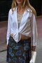 White Beaded Collar Tie-Front Shirt - 5128 - 4