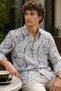 Men's Relaxed Fit Printed Long-Sleeve Shirt - White - 4
