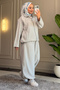6649 - Stylish, Comfortable, Loose-Fitting Peach Soft Fabric Women's Set with Elastic Detail on the Legs - 6