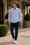Men's Slim Fit Printed Long-Sleeve Shirt - Blue