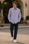 Men's Slim Fit Solid Long-Sleeve Shirt - Purple