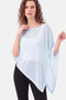 Women's Light Blue 94% Cotton Summer Asymmetrical Transparent Flowy Cape Poncho - 2