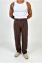 Baggy Raw Linen Trousers Brown