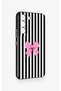 Samsung S22 Compatible Pink and White Ribbon Patterned Silicone Case - 3