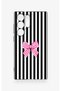 Samsung S23 Ultra Compatible Pink and White Ribbon Patterned Silicone Case - 2