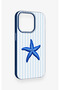 Blue Starfish Patterned Silicone Case Compatible with iPhone 14 Pro - 3