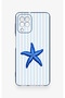 Samsung A22 Compatible Blue Starfish Patterned Silicone Case - 2