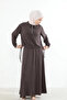 Collared Zipper Detail Skirt Suit - Brown - 2