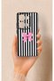 Redmi Note 13 Pro 4g Compatible Pink and White Ribbon Patterned Silicone Case