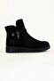 Women's Black Suede Thermo Sole Smart Padded Zippered Comfortable Short Boots - 2