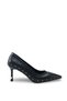 Luna Gala Women's Pointed Toe Thin Heeled Shoes 00123004 Black Skin - 7