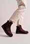 Women's Brown Suede Thermo Sole Smart Padded Zippered Comfortable Short Boots