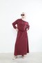 Collared Zipper Detail Skirt Suit - Burgundy - 4