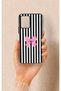 Vivo Y21 Compatible Pink and White Ribbon Patterned Silicone Case