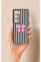 Vivo Y19S Compatible Pink and White Ribbon Patterned Silicone Case
