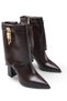 Women's Pointed Toe Short Boots 0012068 Brown Wrinkled Patent Leather - 3