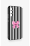 Samsung A34 Compatible Pink and White Ribbon Patterned Silicone Case - 2