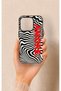 iPhone 15 Pro Compatible Zebra Amore Patterned Silicone Case