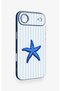 iPhone 17 Air Compatible Blue Starfish Patterned Silicone Case - 3