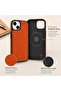 Premium Leather Case for iPhone 15 Magnetic Shockproof Cover, Anti-Scratch, Slim Protective Back with Raised Camera Protection (Orange) - 3