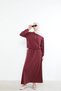 Collared Zipper Detail Skirt Suit - Burgundy - 5