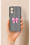 Vivo Y05 4g Compatible Pink and White Ribbon Pattern Silicone Case