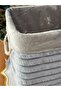 Gray Wicker Basket with Velvet Bag - Multi-Purpose Flower Holder / Newspaper Holder / Decorative Box / Organizer / 35X26X28Cm - 3