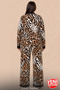 Women's Viscose Buttoned Pajamas Set Leopard Patterned Long Sleeve Comfortable Home Clothing 11443 - 2