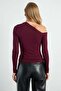 Asymmetric Collar Off-The-Shoulder Slim Fit Blouse - 6
